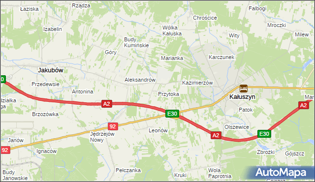 mapa Przytoka gmina Kałuszyn, Przytoka gmina Kałuszyn na mapie Targeo