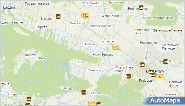 mapa Psary-Podłazy, Psary-Podłazy na mapie Targeo