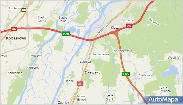 mapa Radziszewo gmina Gryfino, Radziszewo gmina Gryfino na mapie Targeo
