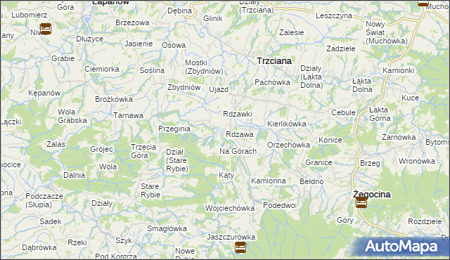 mapa Rdzawa, Rdzawa na mapie Targeo