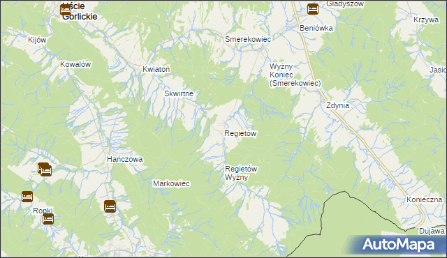 mapa Regietów, Regietów na mapie Targeo
