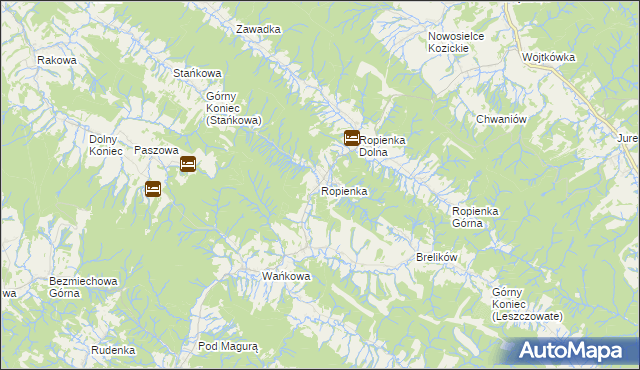 mapa Ropienka, Ropienka na mapie Targeo