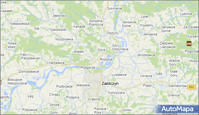 mapa Roztoka gmina Zakliczyn, Roztoka gmina Zakliczyn na mapie Targeo