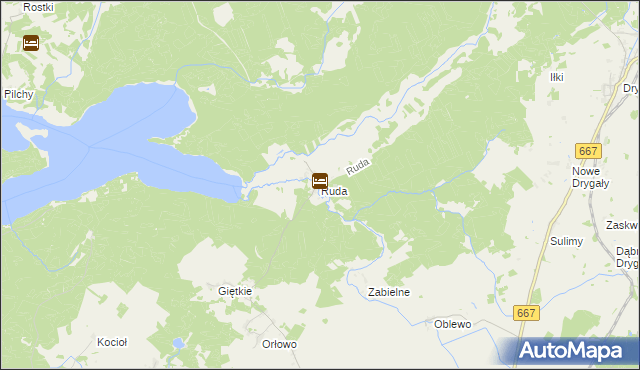 mapa Ruda gmina Biała Piska, Ruda gmina Biała Piska na mapie Targeo