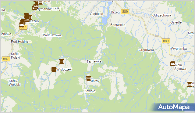 mapa Rudawka Rymanowska, Rudawka Rymanowska na mapie Targeo