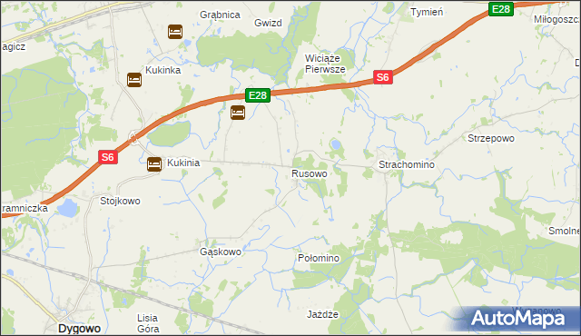 mapa Rusowo, Rusowo na mapie Targeo