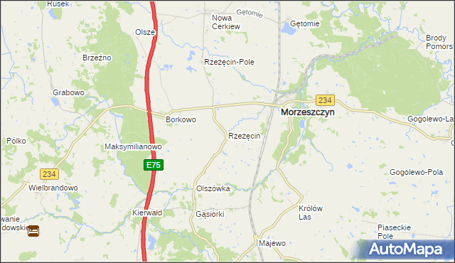 mapa Rzeżęcin, Rzeżęcin na mapie Targeo