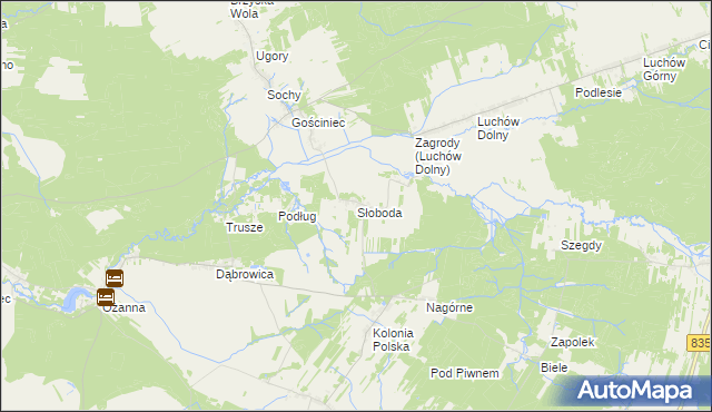 mapa Słoboda gmina Kuryłówka, Słoboda gmina Kuryłówka na mapie Targeo