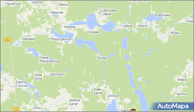 mapa Śluza gmina Chojnice, Śluza gmina Chojnice na mapie Targeo