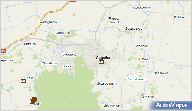 mapa Sobótka powiat wrocławski, Sobótka powiat wrocławski na mapie Targeo