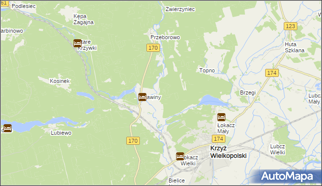 mapa Stefanowo gmina Krzyż Wielkopolski, Stefanowo gmina Krzyż Wielkopolski na mapie Targeo