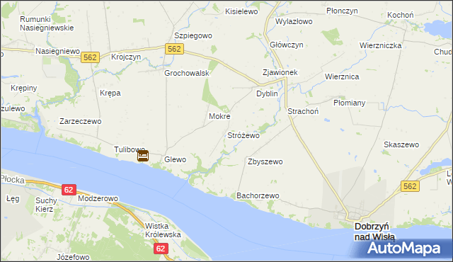 mapa Stróżewo gmina Dobrzyń nad Wisłą, Stróżewo gmina Dobrzyń nad Wisłą na mapie Targeo