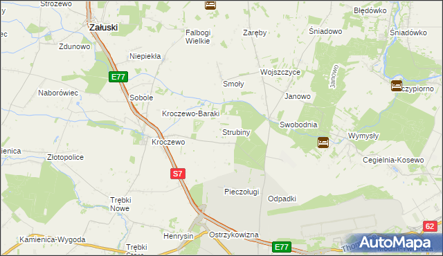 mapa Strubiny gmina Zakroczym, Strubiny gmina Zakroczym na mapie Targeo
