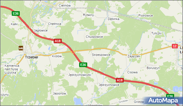 mapa Strzeszowice, Strzeszowice na mapie Targeo