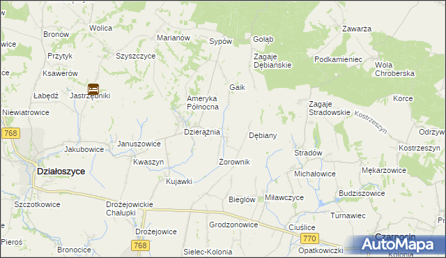 mapa Sudół gmina Działoszyce, Sudół gmina Działoszyce na mapie Targeo