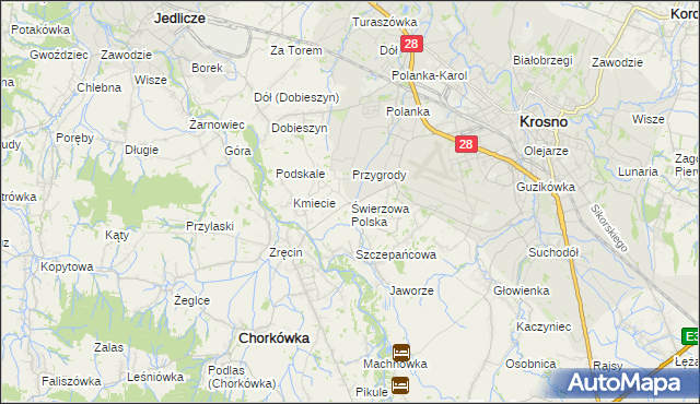 mapa Świerzowa Polska, Świerzowa Polska na mapie Targeo
