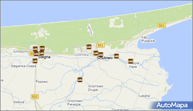 mapa Sztutowo, Sztutowo na mapie Targeo