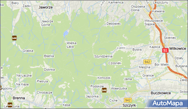 mapa Szyndzielnia, Szyndzielnia na mapie Targeo