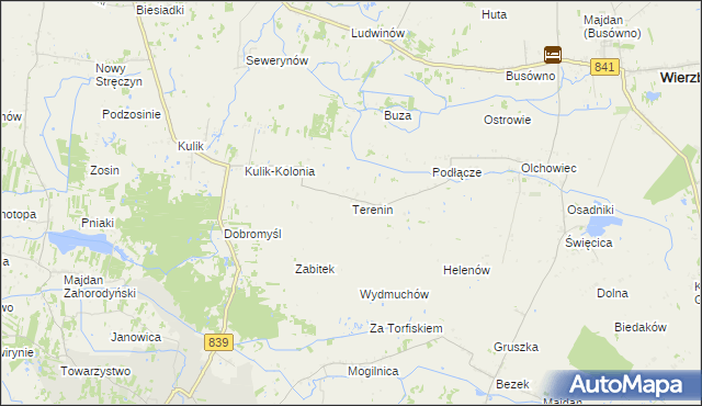 mapa Terenin gmina Wierzbica, Terenin gmina Wierzbica na mapie Targeo