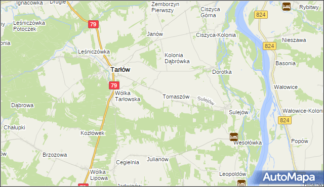 mapa Tomaszów gmina Tarłów, Tomaszów gmina Tarłów na mapie Targeo