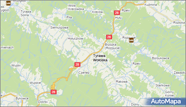 mapa Tyrawa Wołoska, Tyrawa Wołoska na mapie Targeo