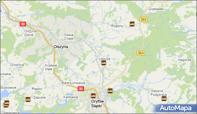 mapa Ubocze gmina Gryfów Śląski, Ubocze gmina Gryfów Śląski na mapie Targeo