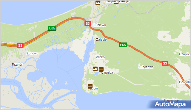 mapa Wicko gmina Międzyzdroje, Wicko gmina Międzyzdroje na mapie Targeo