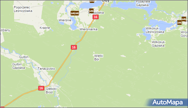 mapa Wielki Bór gmina Giby, Wielki Bór gmina Giby na mapie Targeo