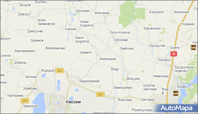 mapa Wielkopole gmina Kleczew, Wielkopole gmina Kleczew na mapie Targeo