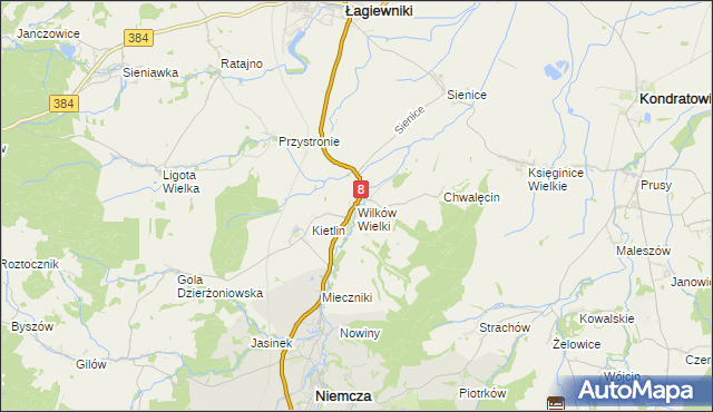 mapa Wilków Wielki, Wilków Wielki na mapie Targeo