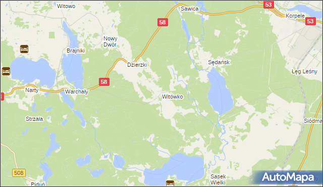 mapa Witówko, Witówko na mapie Targeo