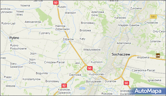mapa Władysławów gmina Sochaczew, Władysławów gmina Sochaczew na mapie Targeo