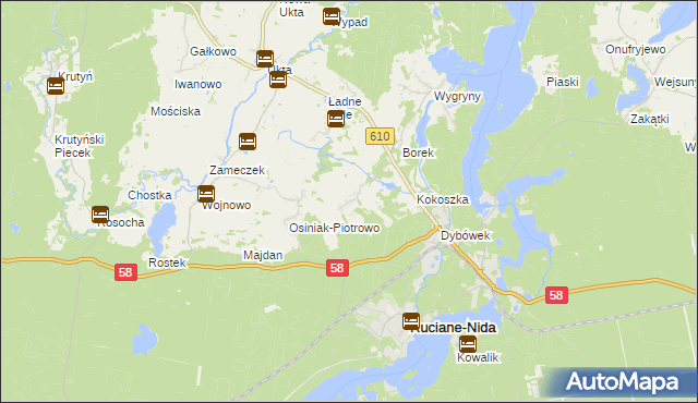 mapa Wólka gmina Ruciane-Nida, Wólka gmina Ruciane-Nida na mapie Targeo