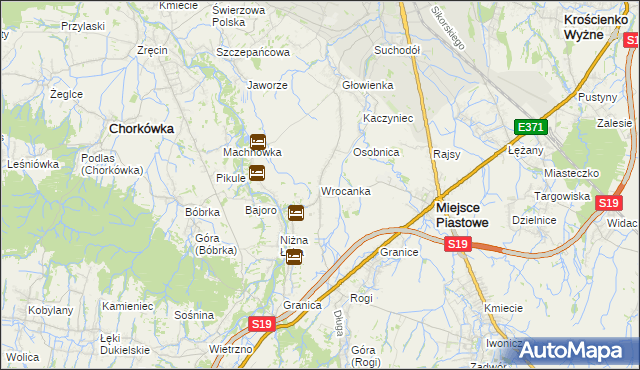 mapa Wrocanka gmina Miejsce Piastowe, Wrocanka gmina Miejsce Piastowe na mapie Targeo