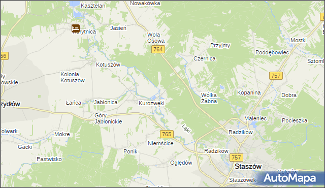 mapa Zagrody gmina Staszów, Zagrody gmina Staszów na mapie Targeo