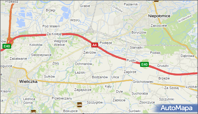 mapa Zakrzowiec, Zakrzowiec na mapie Targeo