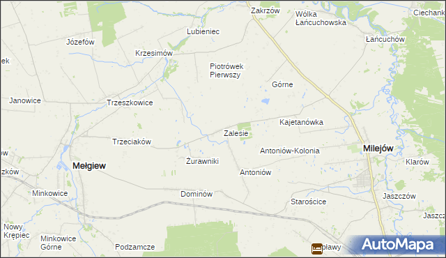 mapa Zalesie gmina Milejów, Zalesie gmina Milejów na mapie Targeo