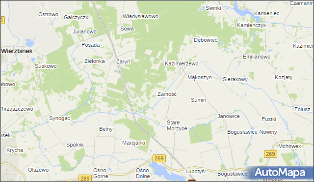 mapa Zamość gmina Wierzbinek, Zamość gmina Wierzbinek na mapie Targeo