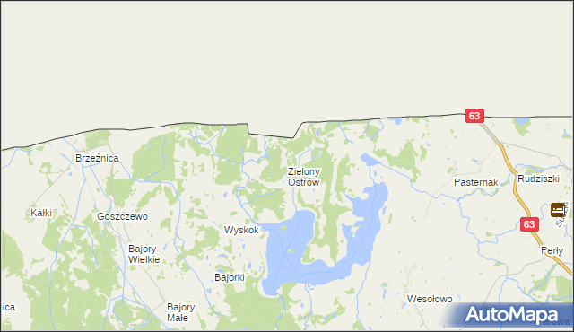 mapa Zielony Ostrów, Zielony Ostrów na mapie Targeo