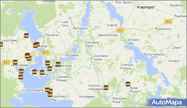 mapa Żubrówka Nowa, Żubrówka Nowa na mapie Targeo
