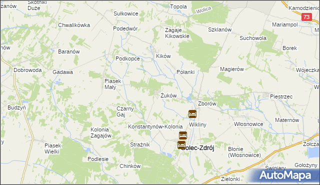 mapa Żuków gmina Solec-Zdrój, Żuków gmina Solec-Zdrój na mapie Targeo