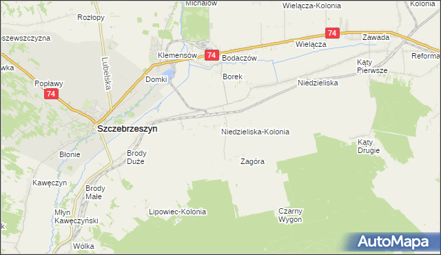 mapa Niedzieliska-Kolonia, Niedzieliska-Kolonia na mapie Targeo