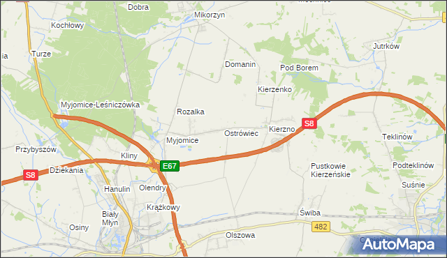 mapa Ostrówiec gmina Kępno, Ostrówiec gmina Kępno na mapie Targeo