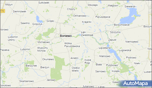 mapa Łąki Wielkie, Łąki Wielkie na mapie Targeo