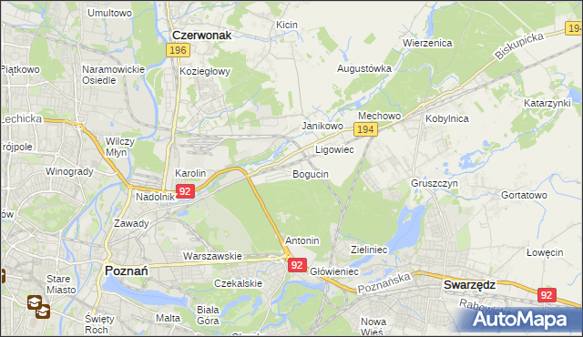 mapa Bogucin gmina Swarzędz, Bogucin gmina Swarzędz na mapie Targeo