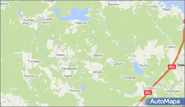 mapa Gębiny, Gębiny na mapie Targeo