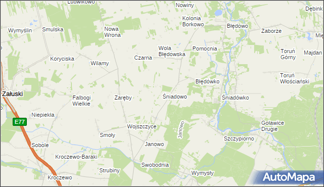 mapa Śniadowo gmina Zakroczym, Śniadowo gmina Zakroczym na mapie Targeo