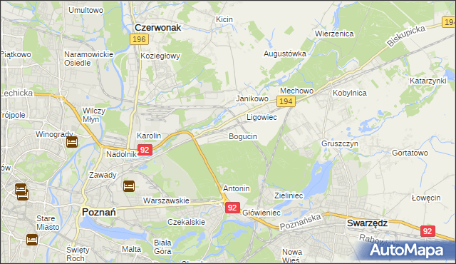 mapa Bogucin gmina Swarzędz, Bogucin gmina Swarzędz na mapie Targeo