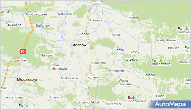 mapa Brochów-Kolonia, Brochów-Kolonia na mapie Targeo