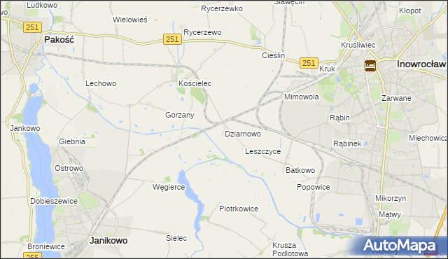 mapa Dziarnowo gmina Pakość, Dziarnowo gmina Pakość na mapie Targeo